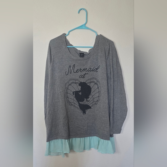 Disney Tops - Disney Ariel Gray Layered Long Sleeve Mermaidcore Cozy Whimsical Shirt Size 4